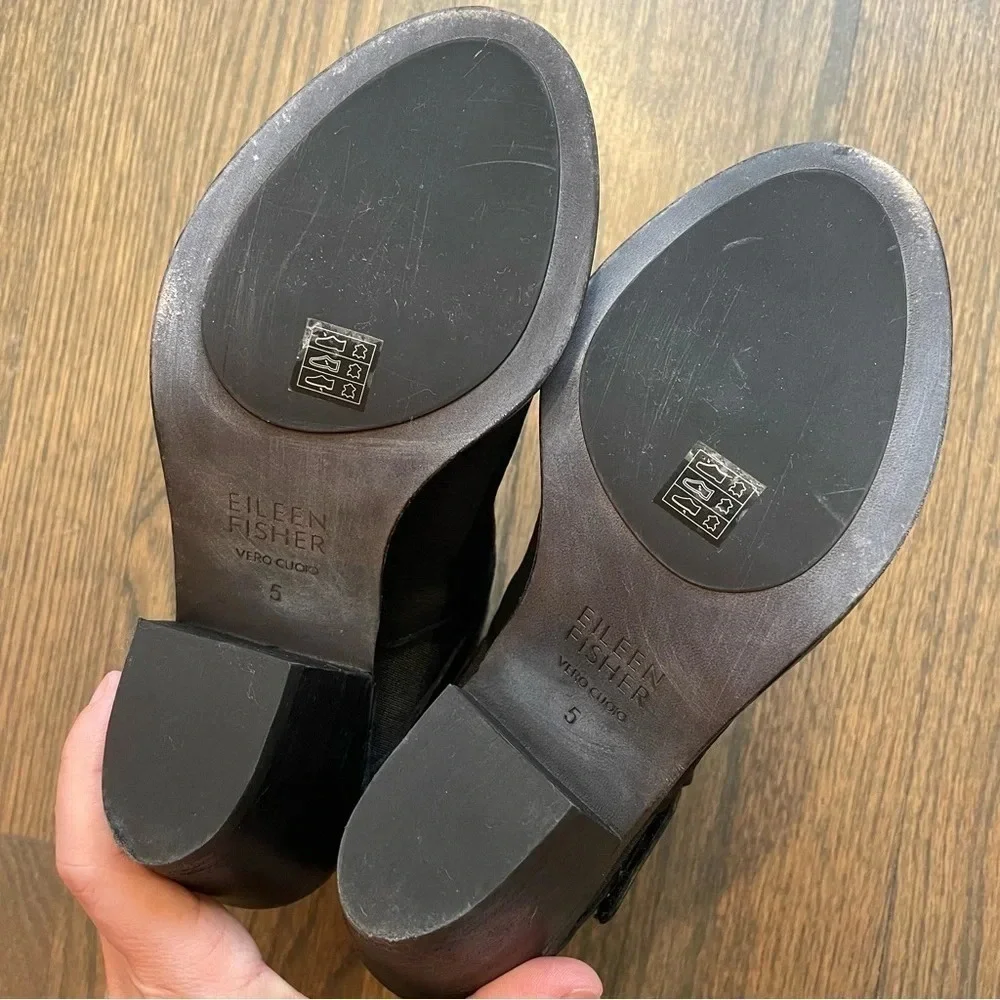 EILEEN FISHER List Nubuck Peep Toe Bootie Leather size 5